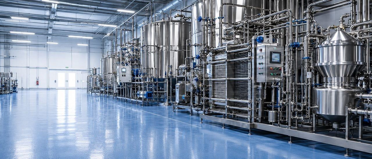 Independent Dairy Consultancy | Watson Dairy Consulting Modern stainless-steel dairy processing plant with tanks, pipework and control systems